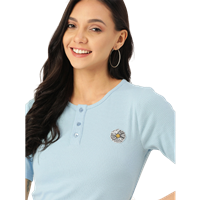 Women Blue Ribbed Top