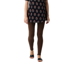 Women Brown Solid Ankle-Length Leggings