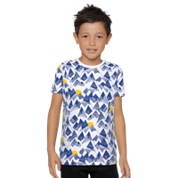 Boys Blue & White Printed Nigel Ss Ip Round Neck T-Shirt