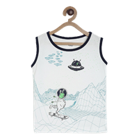 Gini And Jony Boys White Printed Round Neck T-Shirt